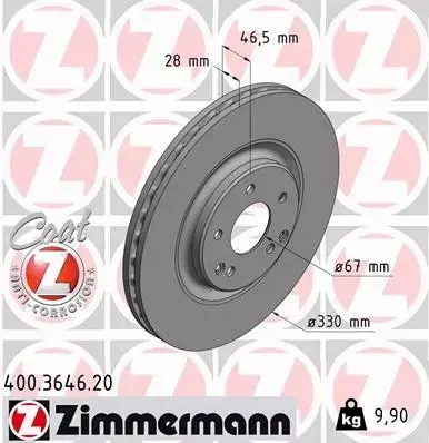 ZIMMERMANN TARCZE HAMULCOWE PRZÓD 400.3646.20 