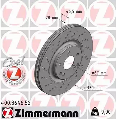 ZIMMERMANN TARCZE HAMULCOWE SPORT PRZÓD 400.3646.52 