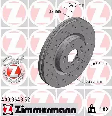 ZIMMERMANN TARCZE HAMULCOWE SPORT PRZÓD 400.3648.52 