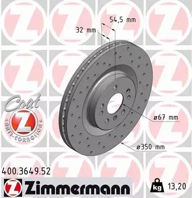 ZIMMERMANN TARCZE HAMULCOWE SPORT PRZÓD 400.3649.52 