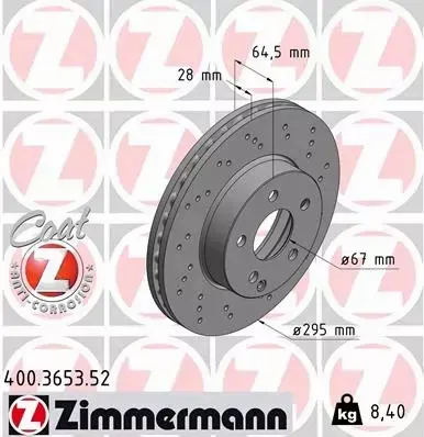 ZIMMERMANN TARCZE+KLOCKI PRZÓD MERCEDES SLK R172 