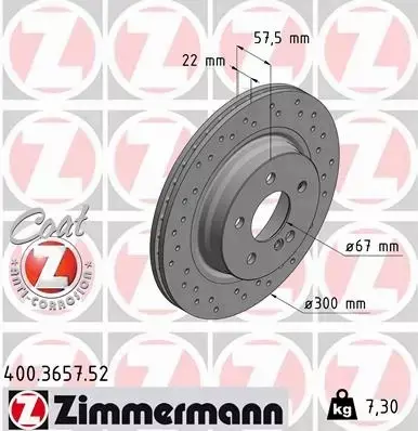 ZIMMERMANN TARCZE+KLOCKI T MERCEDES C W204 300MM 