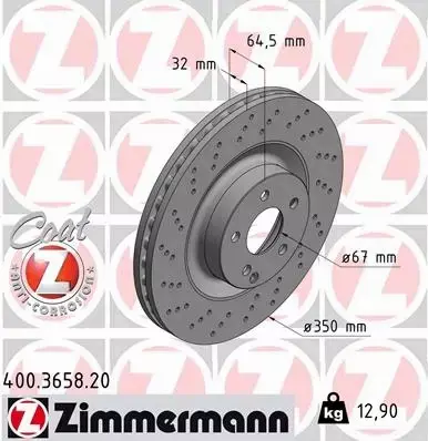 ZIMMERMANN TARCZE HAMULCOWE PRZÓD 400.3658.20 