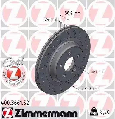 ZIMMERMANN TARCZE HAMULCOWE SPORT TYŁ 400.3661.52 