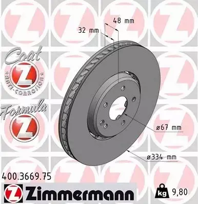 ZIMMERMANN TARCZA HAMULCOWA 400.3669.75 