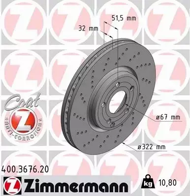 ZIMMERMANN TARCZE+KLOCKI P+T MERCEDES CLS C218 322MM 