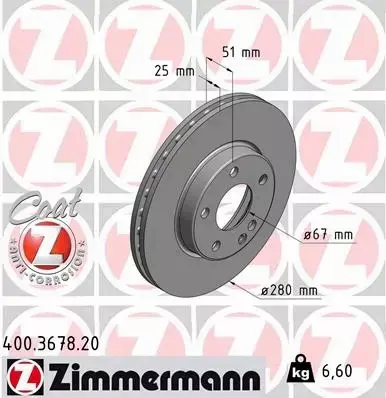 ZIMMERMANN TARCZE HAMULCOWE PRZÓD 400.3678.20 