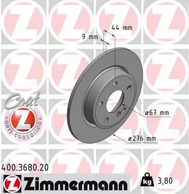 ZIMMERMANN TARCZE+KLOCKI T MERCEDES B W246 276MM 