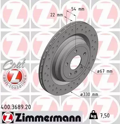 ZIMMERMANN TARCZE HAMULCOWE TYŁ 400.3689.20 