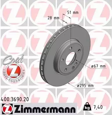 ZIMMERMANN TARCZE+KLOCKI P MERCEDES CLA C117 295MM 