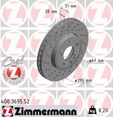 ZIMMERMANN TARCZA HAMULCOWA 400.3695.52 