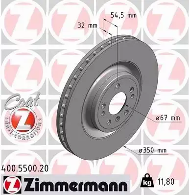 ZIMMERMANN TARCZE HAMULCOWE PRZÓD 400.5500.20 