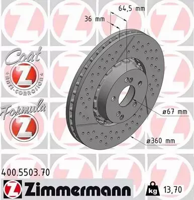 ZIMMERMANN TARCZE+KLOCKI P MERCEDES C209 C218 C219 W204 W211 W212 