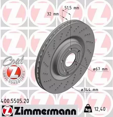 ZIMMERMANN TARCZE+KLOCKI P+T MERCEDES CLS C218 344MM 