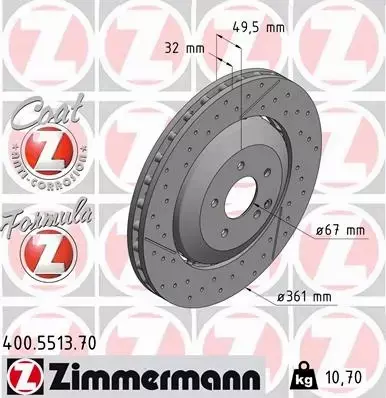 ZIMMERMANN TARCZE HAMULCOWE PRZÓD 400.5513.70 