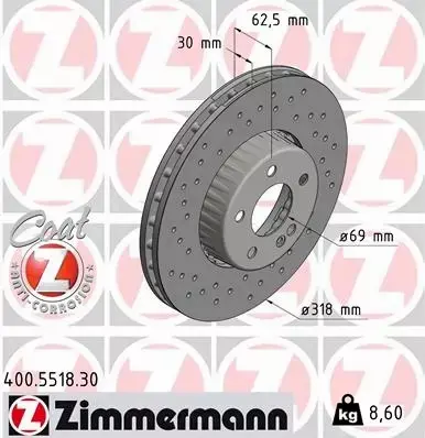 ZIMMERMANN TARCZE HAMULCOWE PRZÓD 400.5518.30 