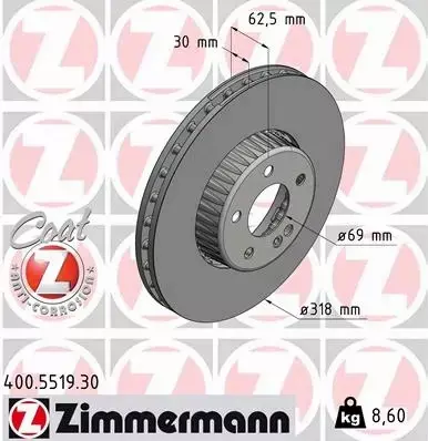 ZIMMERMANN TARCZE HAMULCOWE PRZÓD 400.5519.30 