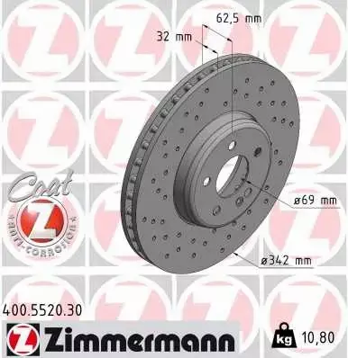 ZIMMERMANN TARCZA HAMULCOWA 400.5520.30 