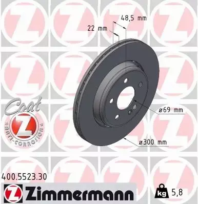 ZIMMERMANN TARCZA HAMULCOWA 400.5523.30 