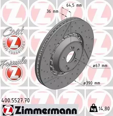 ZIMMERMANN TARCZA HAMULCOWA 400.5527.70 