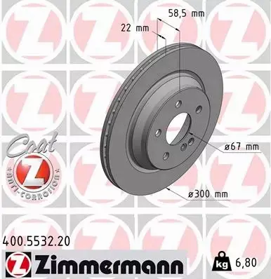 ZIMMERMANN TARCZE HAMULCOWE TYŁ 400.5532.20 