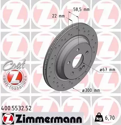 ZIMMERMANN TARCZE HAMULCOWE SPORT TYŁ 400.5532.52 