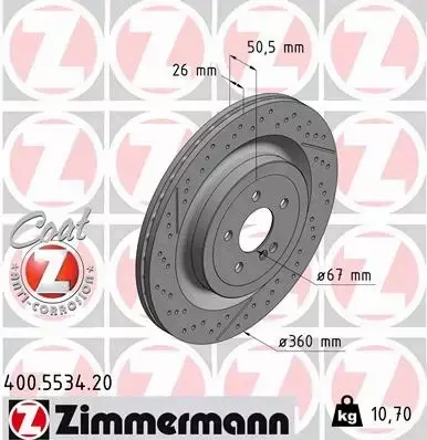 ZIMMERMANN TARCZE TYŁ MERCEDES AMG GT C190 C63 W205 SL64 R231 360MM 