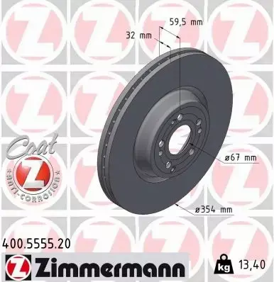 ZIMMERMANN TARCZA HAMULCOWA 400.5555.20 