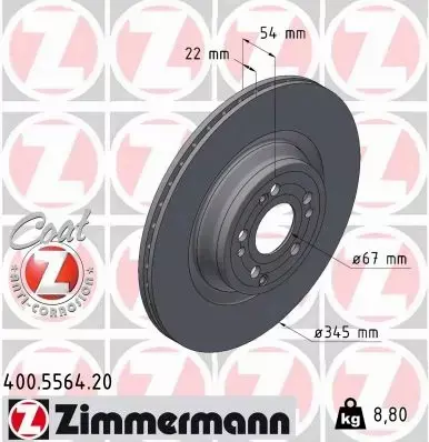 ZIMMERMANN TARCZA HAMULCOWA 400.5564.20 