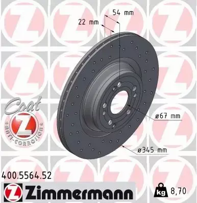 ZIMMERMANN TARCZA HAMULCOWA 400.5564.52 