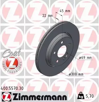 ZIMMERMANN TARCZA HAMULCOWA 400.5570.30 