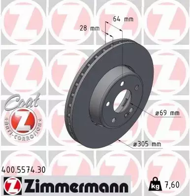 ZIMMERMANN TARCZA HAMULCOWA 400.5574.30 