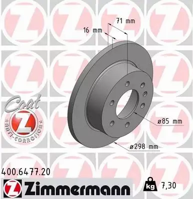 ZIMMERMANN TARCZE HAMULCOWE TYŁ 400.6477.20 