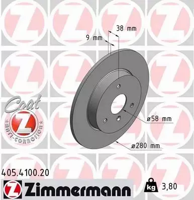 ZIMMERMANN TARCZE HAMULCOWE PRZÓD 405.4100.20 