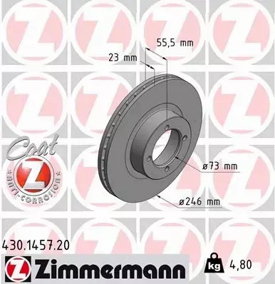 ZIMMERMANN TARCZA HAMULCOWA 430.1457.20 