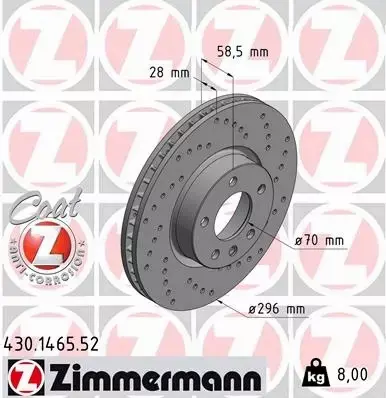 ZIMMERMANN TARCZE+KLOCKI PRZÓD FIAT GRANDE PUNTO 