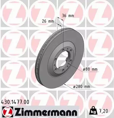 ZIMMERMANN TARCZE HAMULCOWE PRZÓD 430.1477.00 