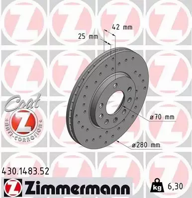 ZIMMERMANN TARCZE+KLOCKI P OPEL ZAFIRA B 280MM 