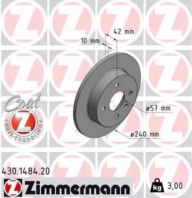 ZIMMERMANN TARCZE+KLOCKI P+T OPEL ASTRA G 256MM 