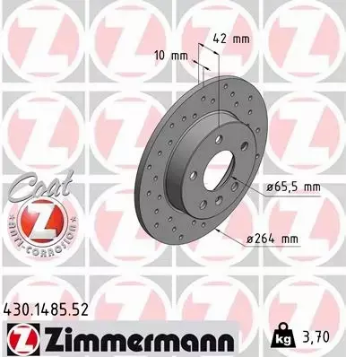 ZIMMERMANN TARCZE HAMULCOWE SPORT TYŁ 430.1485.52 