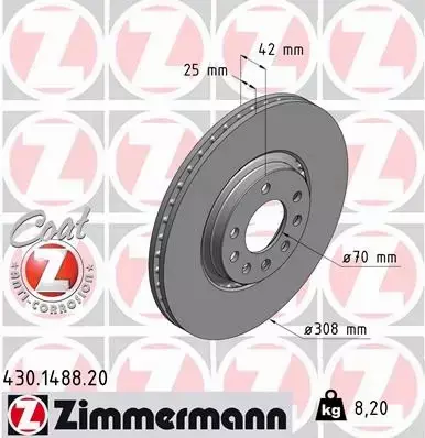 ZIMMERMANN TARCZE HAMULCOWE PRZÓD 430.1488.20 