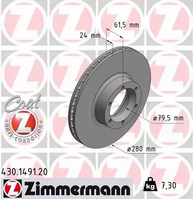 ZIMMERMANN TARCZE HAMULCOWE PRZÓD 430.1491.20 