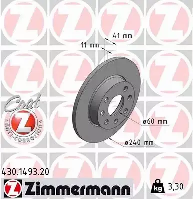 ZIMMERMANN TARCZE HAMULCOWE PRZÓD 430.1493.20 