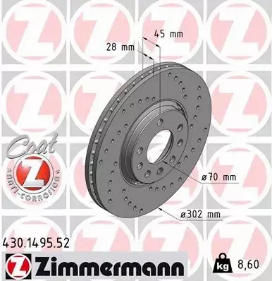 ZIMMERMANN TARCZE+KLOCKI PRZÓD OPEL VECTRA C 302MM 