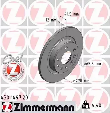 ZIMMERMANN TARCZE TYŁ FIAT CROMA SAAB 9-3 278MM 