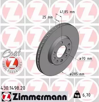 ZIMMERMANN TARCZE+KLOCKI P+T OPEL VECTRA C 285MM 