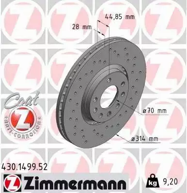 ZIMMERMANN SPORT TARCZE+KLOCKI P OPEL SIGNUM 314MM 