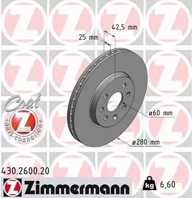 ZIMMERMANN TARCZE+KLOCKI PRZÓD OPEL MERIVA A 280MM 