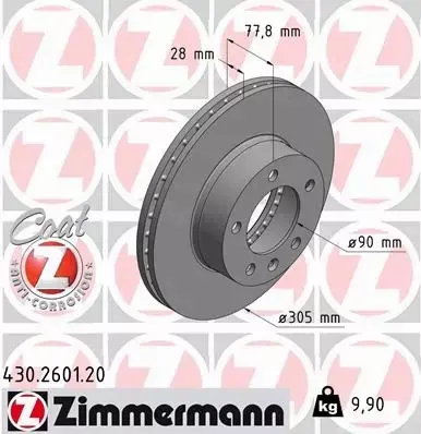 ZIMMERMANN TARCZE HAMULCOWE PRZÓD 430.2601.20 