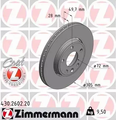 ZIMMERMANN TARCZE+KLOCKI P+T NISSAN PRIMASTAR 305MM 